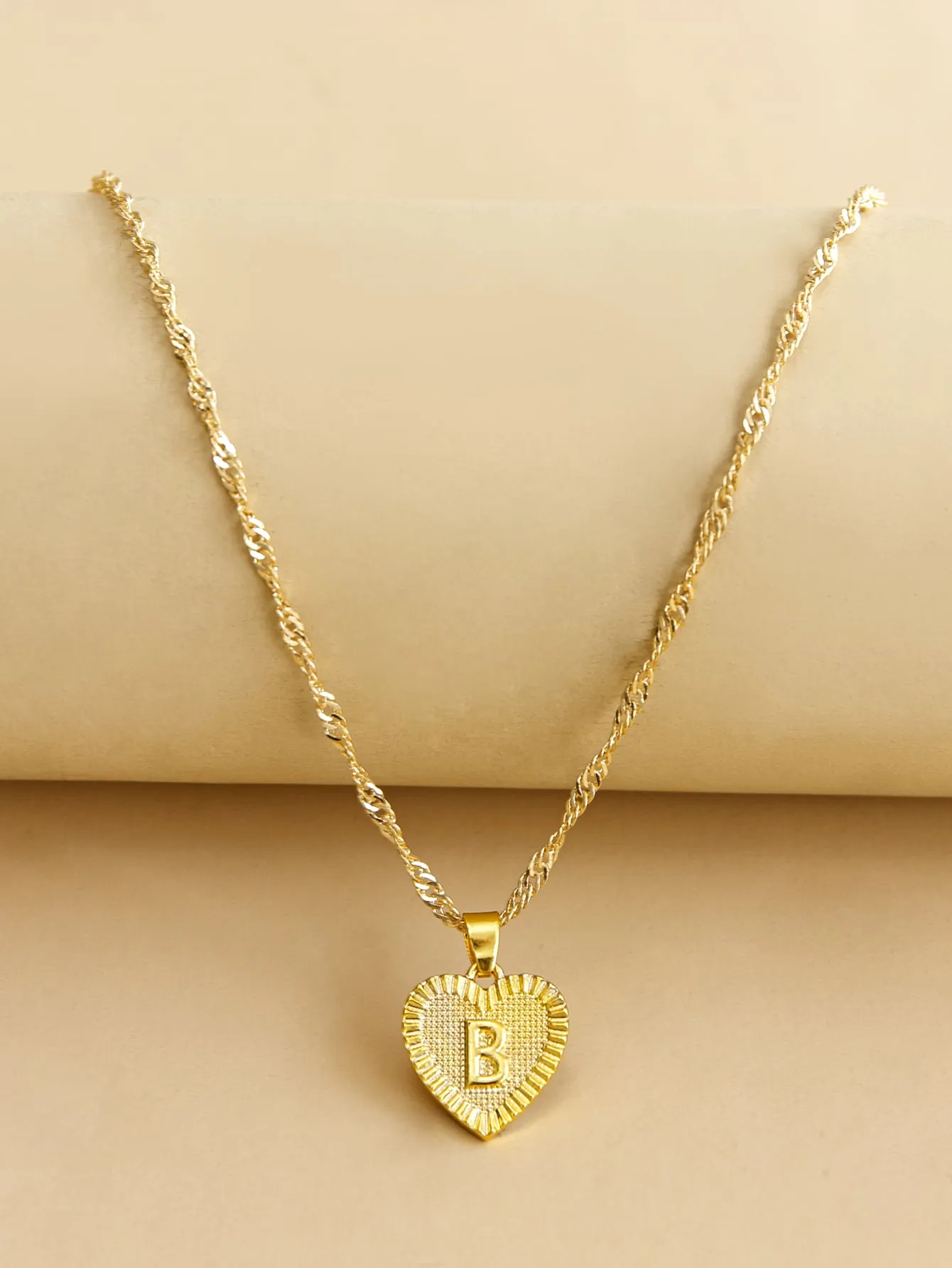 Letter Design Heart Charm Necklace
