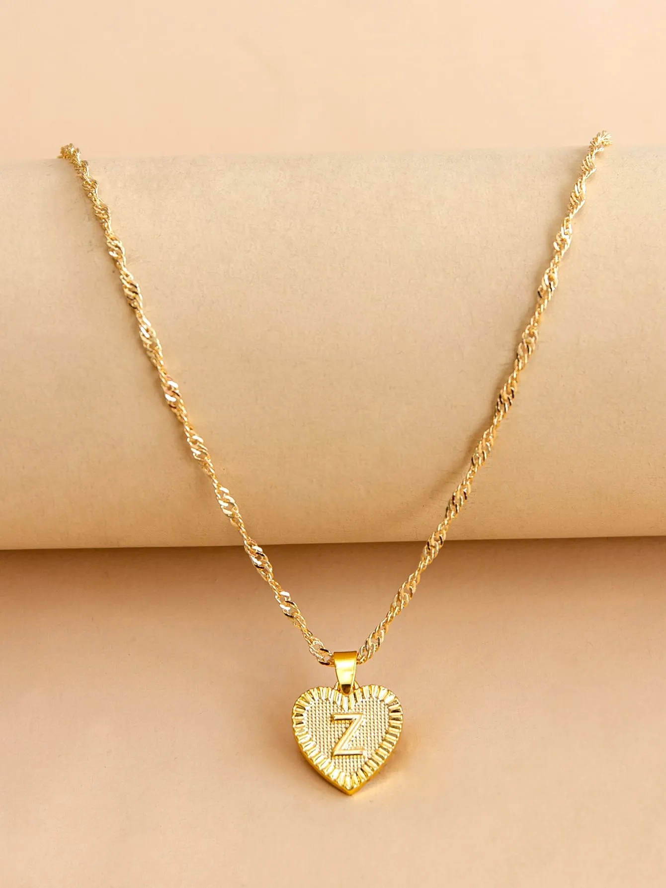 Letter Design Heart Charm Necklace