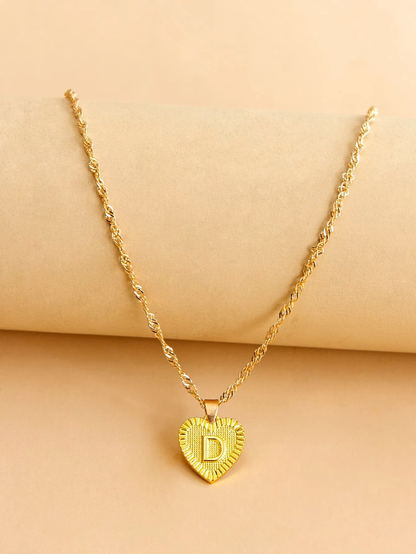 Letter Design Heart Charm Necklace