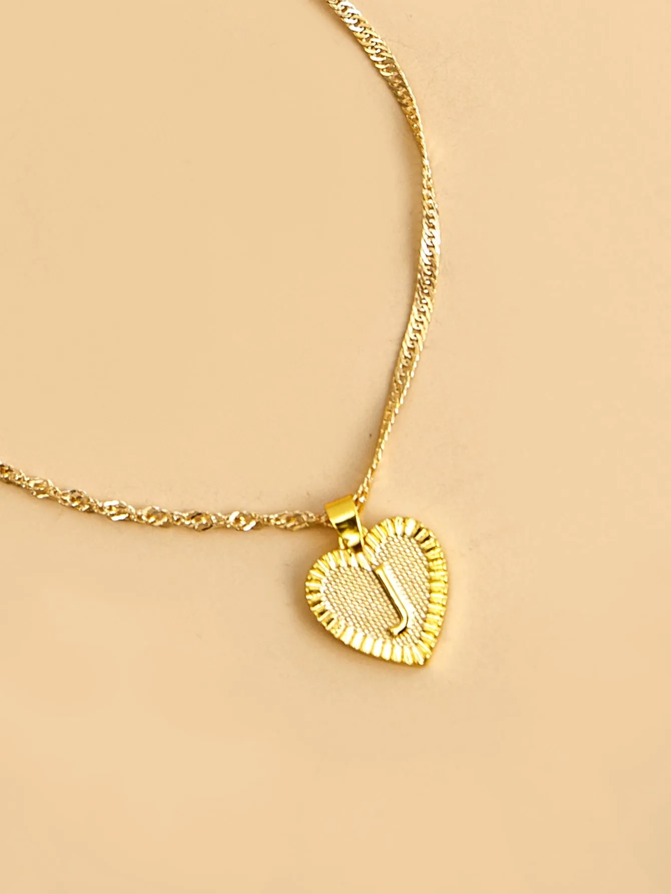 Letter Design Heart Charm Necklace