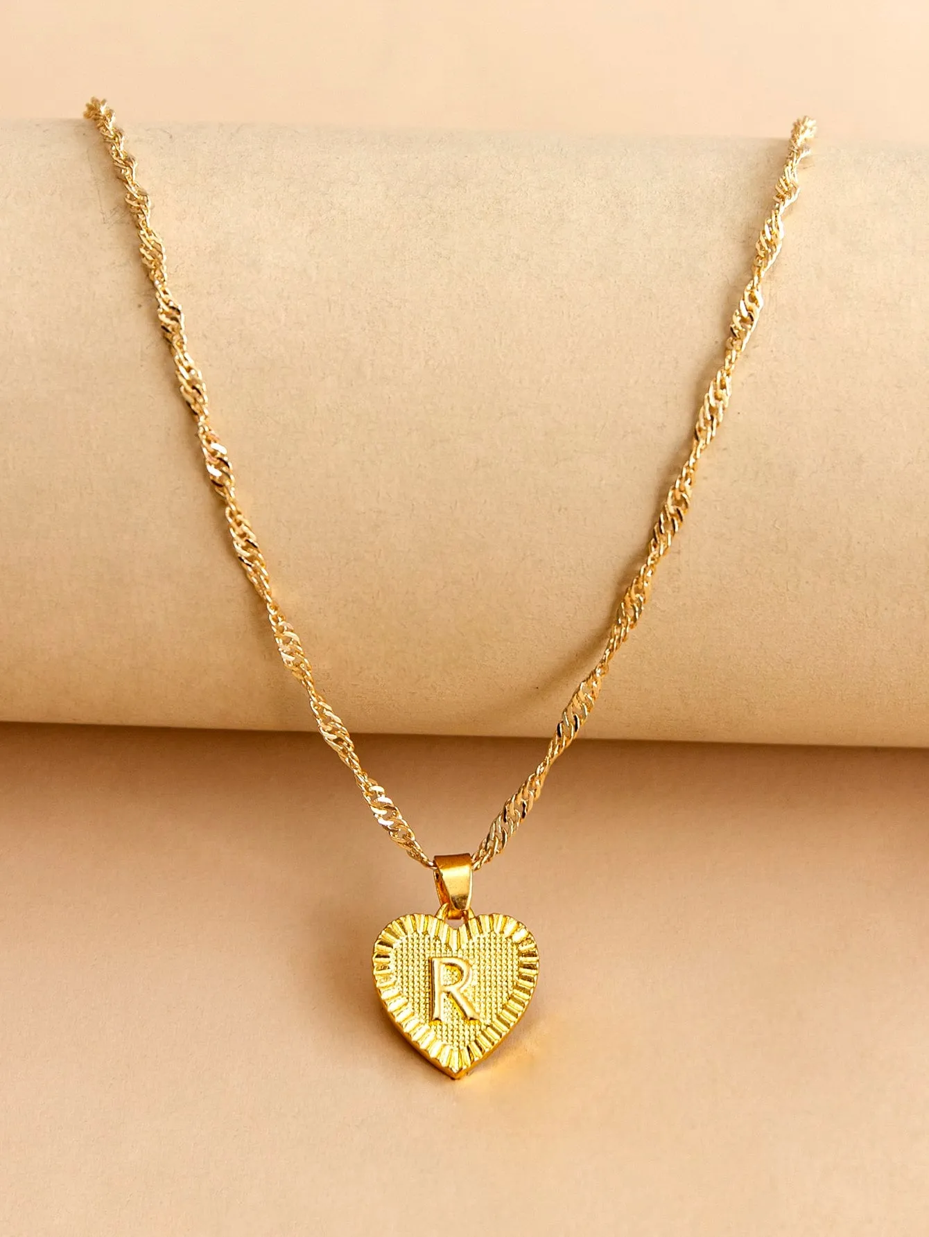 Letter Design Heart Charm Necklace