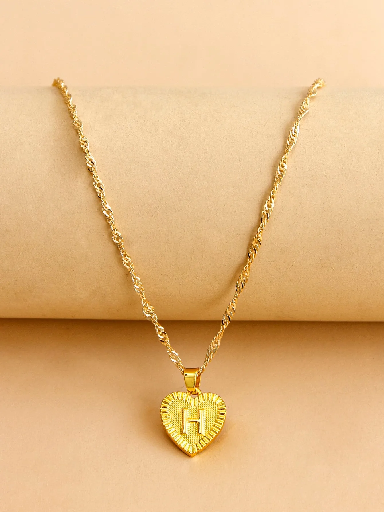 Letter Design Heart Charm Necklace