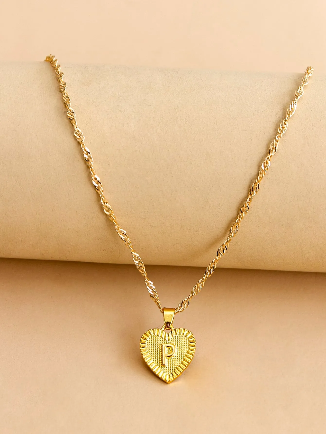 Letter Design Heart Charm Necklace