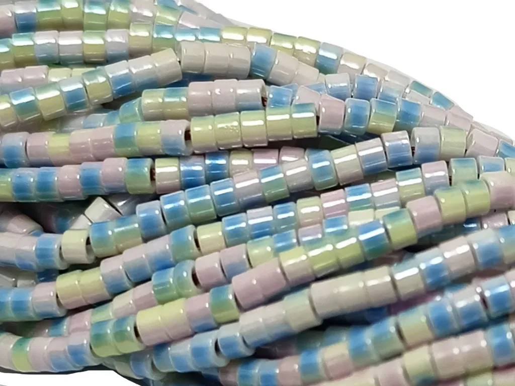 Light Blue & Lilac Dual Tone Glass Bead Strings