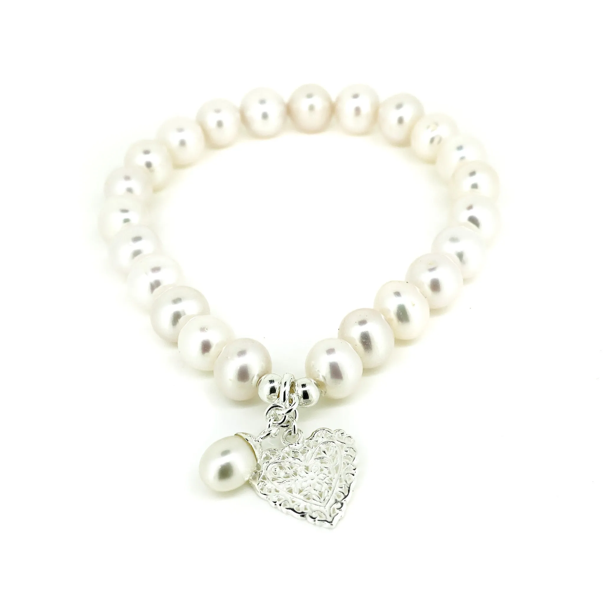 Ocean Hearts Pearl Stretch Bracelet