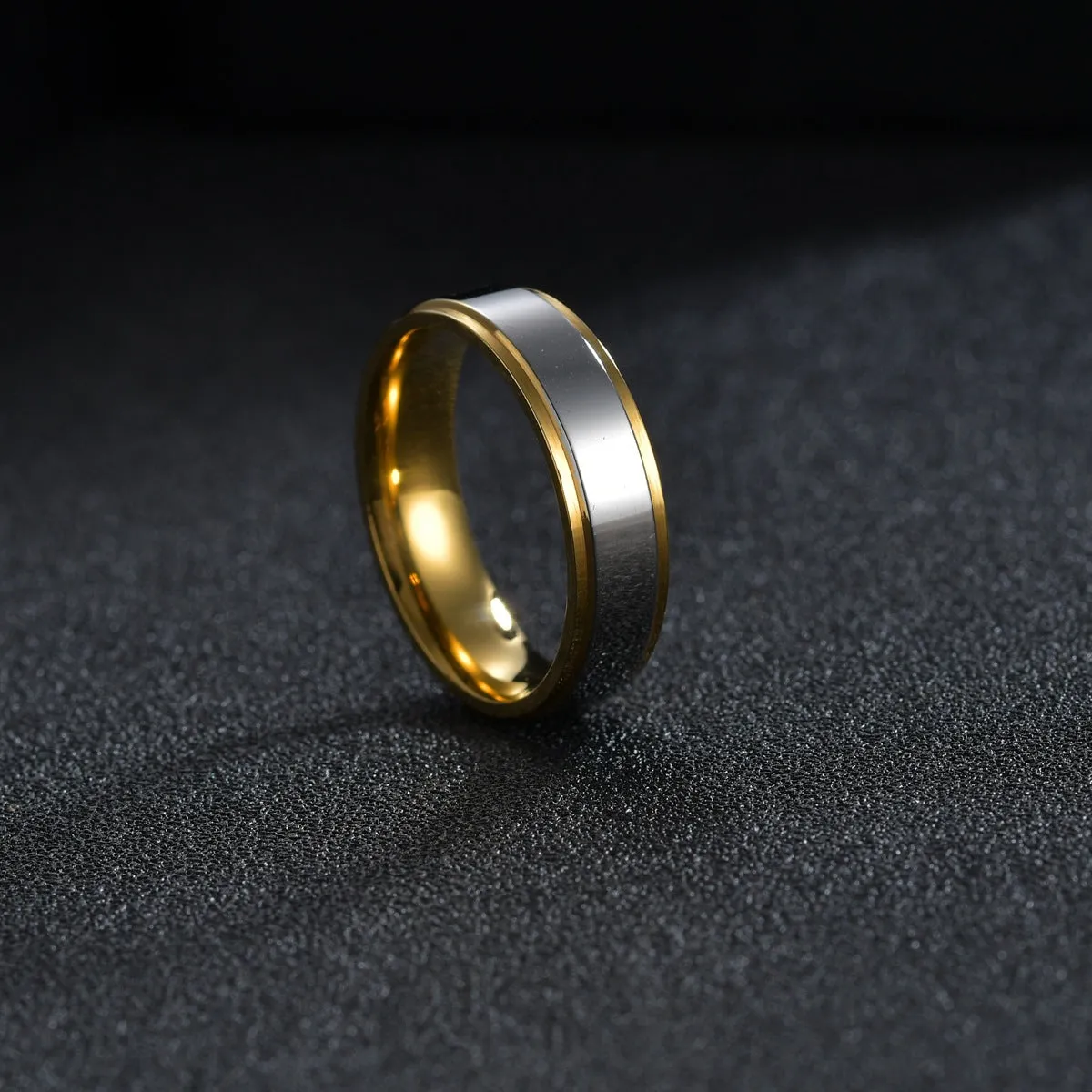 Premium Stainless Steel Gold Couple Rings - Valentine's Day Gift, Trendy Japanese and Korean Design - Unisex Ring Set