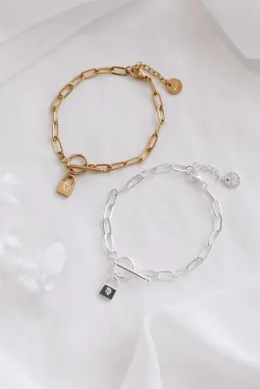 Renata - Stainless Steel Gold or Silver Monogram Bracelet