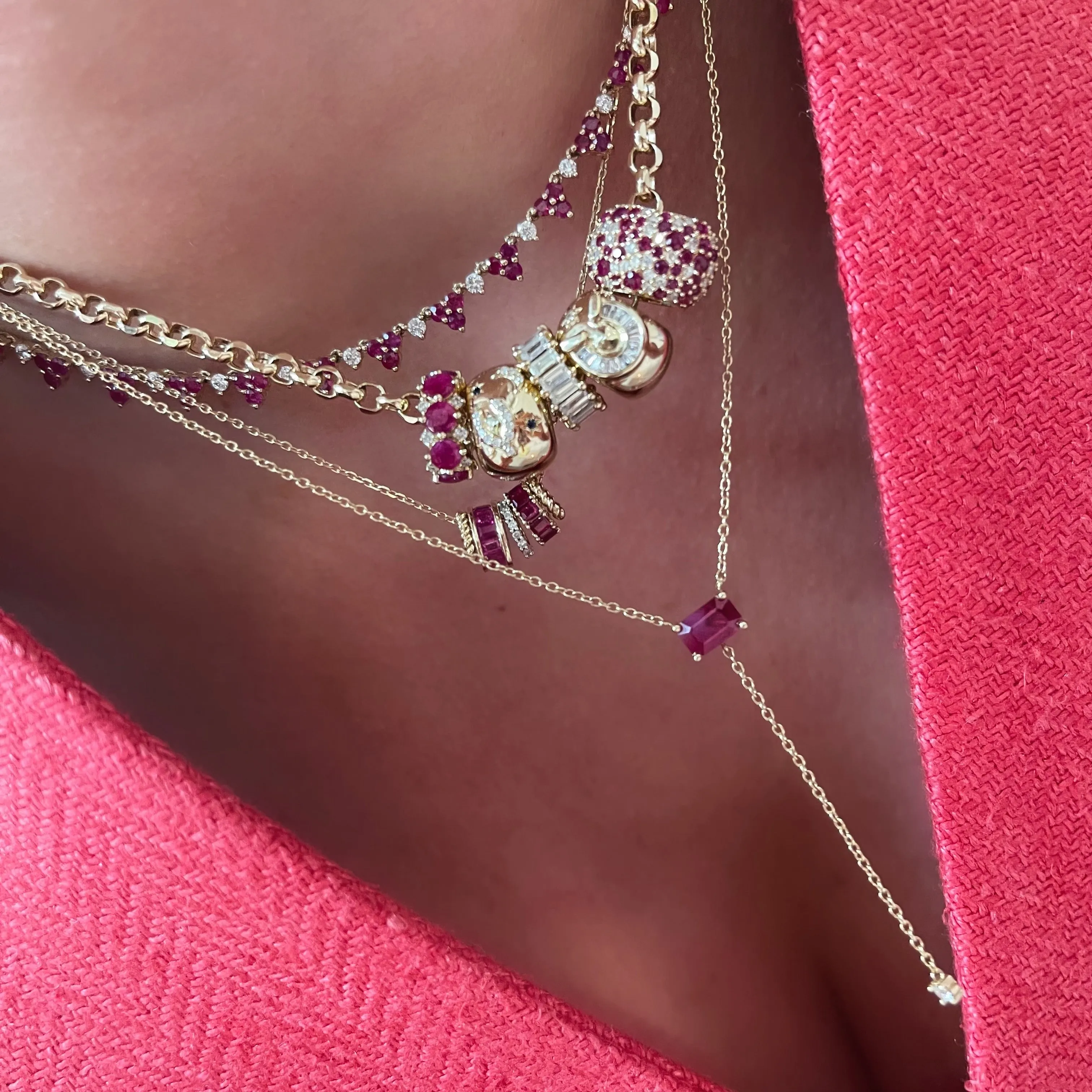 Ruby & Diamond Glam Tennis Necklace