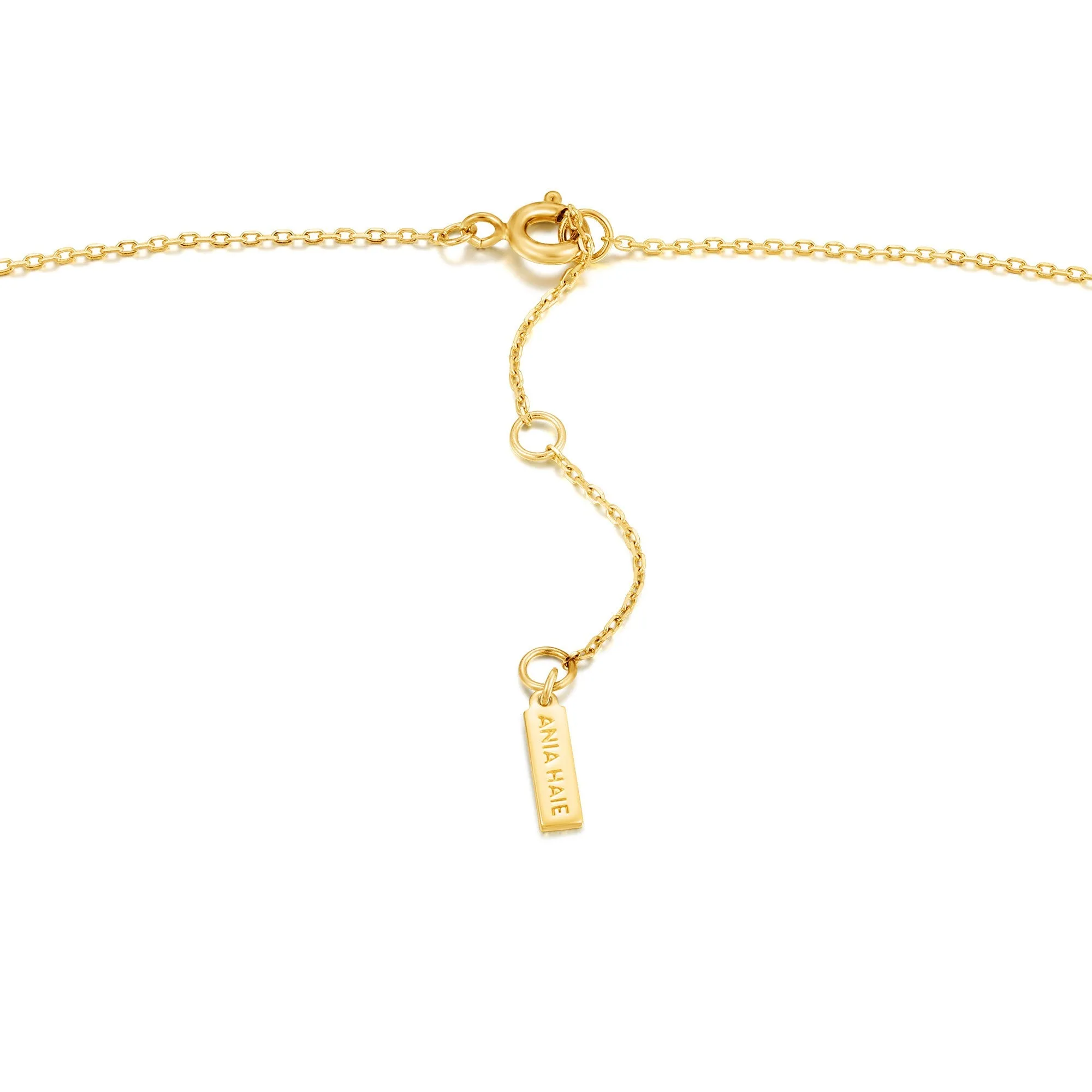 Sage Green Enamel Emblem Gold Necklace