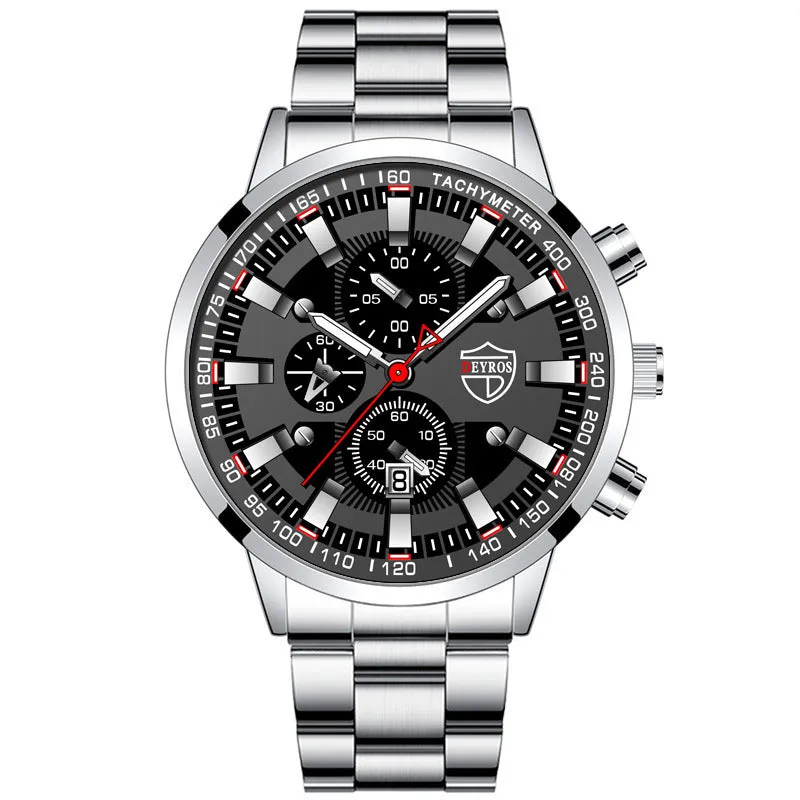 Stainless Steel Luminous Quartz Wristwatch