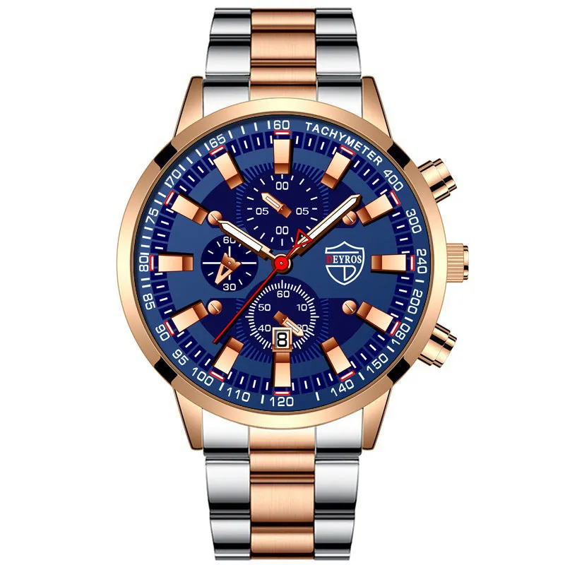 Stainless Steel Luminous Quartz Wristwatch