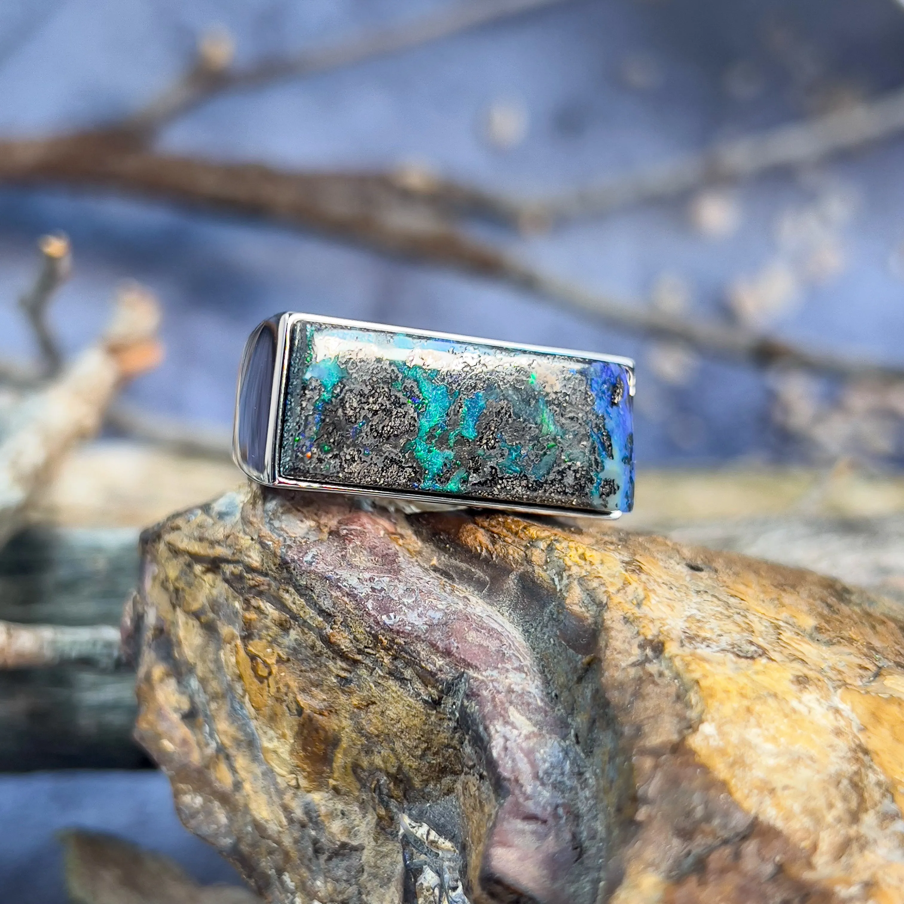 Sterling Silver Boulder Opal 15.58ct ring