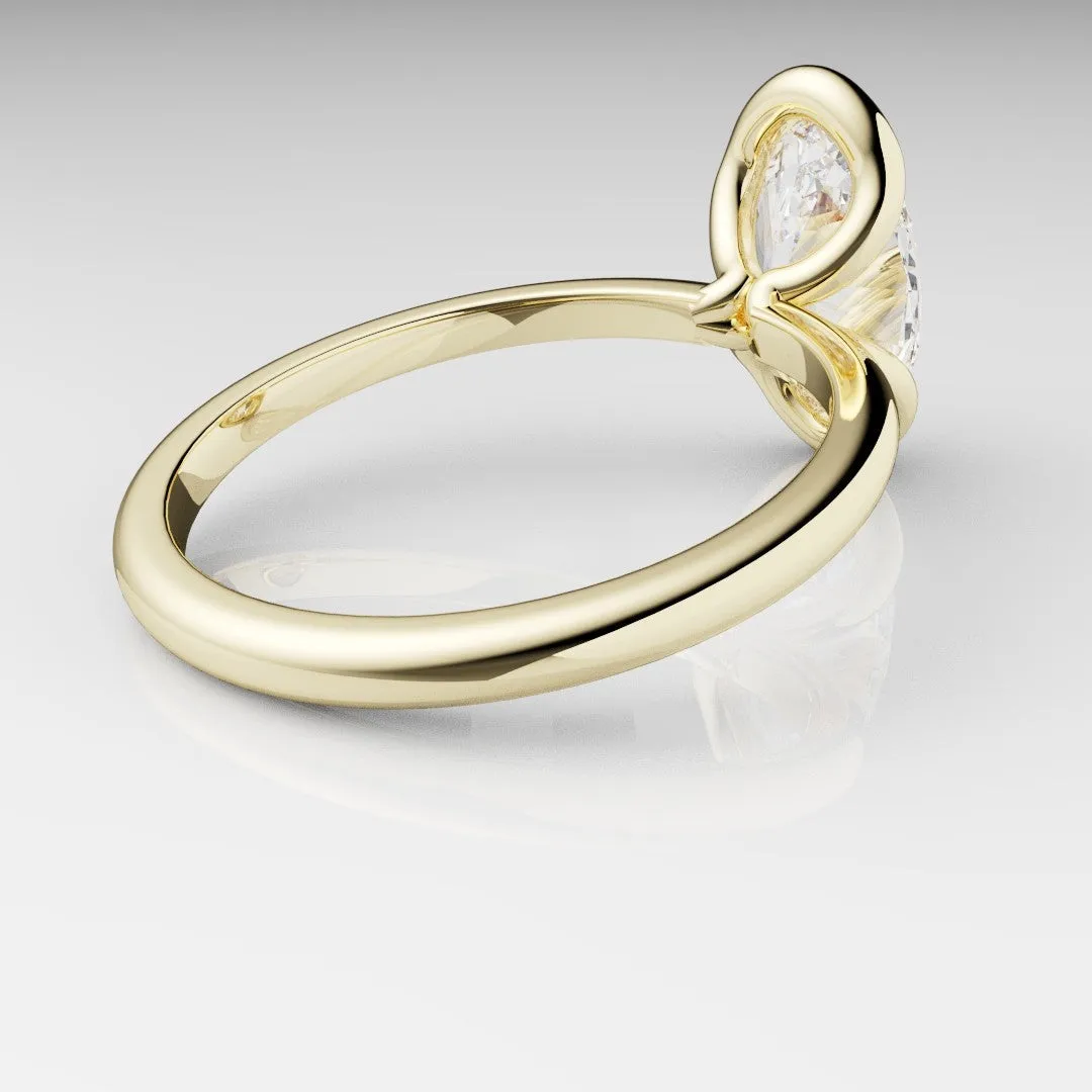Unique Rubover Solitaire Oval Diamond Engagement Ring