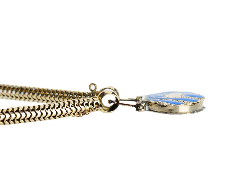 Victorian Enamel Scallop Shell Padlock Bracelet