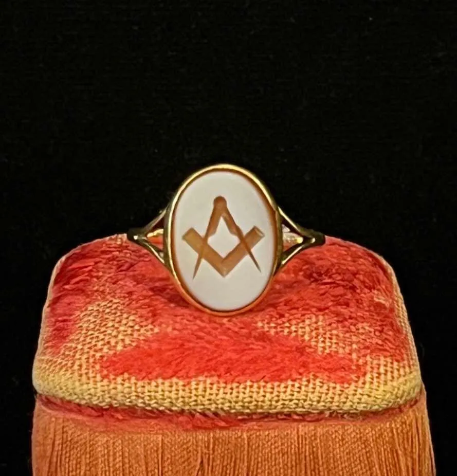 Victorian Sardonyx Masonic Signet Ring