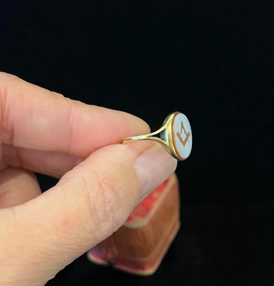 Victorian Sardonyx Masonic Signet Ring