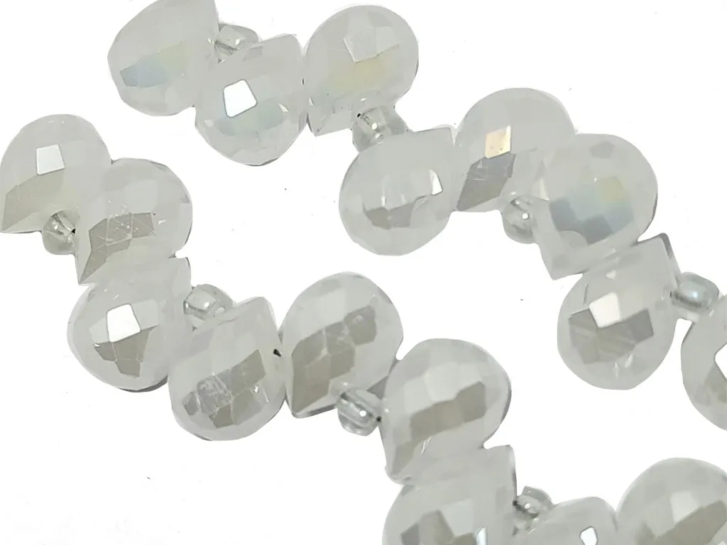 White  Drop Shaped Top Hole Crystal Beads